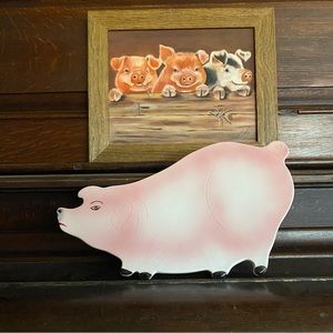 Vintage Ceramiche Leonardo Pig Trivet/Platter/Wall Hanging 7327 Made In Italy